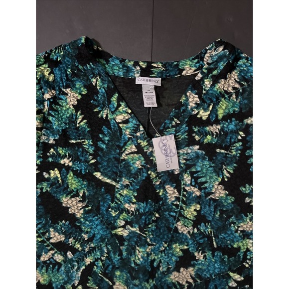 Catherines Tops - Catherines 3/4 Sleeve Easy‎ Fit Tunic Top Plus Size 1X New 18/20W Blouse Green